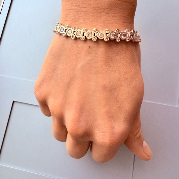 Walt Disney Official Mickey Minnie Mouse CZ Tennis Sterling Silver 925 Bracelet - Picture 2 of 9